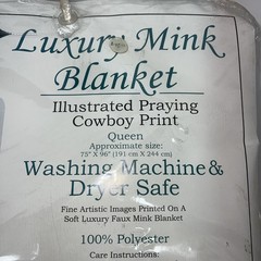 New Showman Luxury Mink Praying Cowboy Print 75”X96” Queen Blanket #805 MM-604