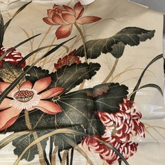 Quaker Fabric 1981 Floral Bamboo Screen Print Dupont Teflon Yards 122” x54” 3 Yd