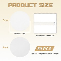 50 Pcs 1/2″ White Adhesive Felt Circles DIY Non-Woven Felt Pads Stickers Dots
