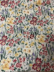 Vtg Floral Fabric By Fashion Ave For Fabri-Quilt Maroon Yellow Green Cream BTHY