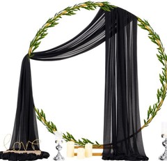 Black Sheer Gothic Wedding Draping Fabric Outdoor Curtain Arch Decor 29x20Ft