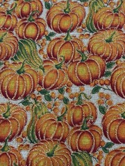 Vintage Pumpkin Patch Gold Metallic Cotton Fabric Fall Autumn Pumpkins Gourds