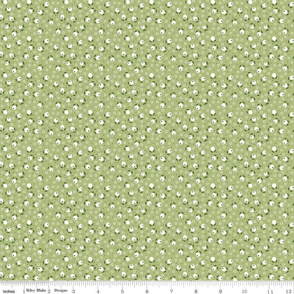 1/4 Yard 9×42 Riley Blake “Bee Vintage” Suzanne Lettuce Green Lori Quilt Cotton