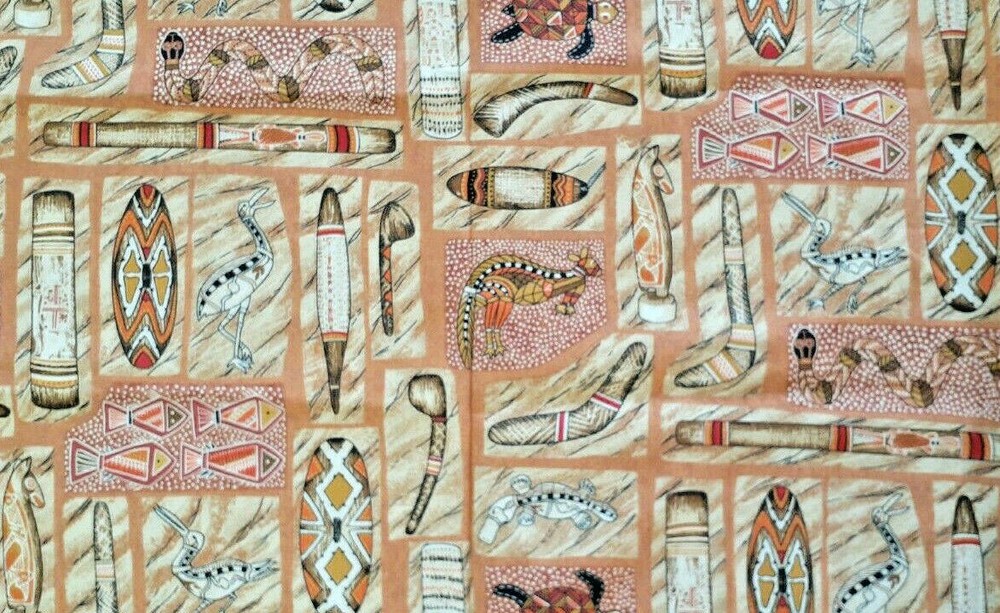 Nutex Corroboree Spoonflower Cotton Fabric “Australiana” Ethnic Art 20″ x 44″