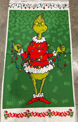 RK Grinch Merry Christmas Tree with lights 100% cotton fabric panel approx 24×44