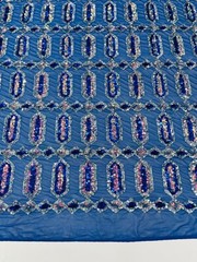 Royal Blue Fancy Gem Jewel Design Fabric – Geometric Sequins by Yard