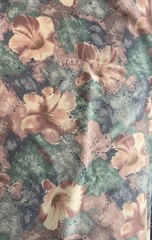 VTG 80s Stanley King Hibiscus Floral Fabric Screen Print Blue Pink Green 57 X 84