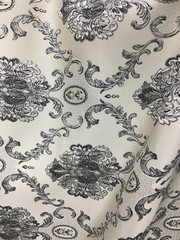 BEIGE GRAY BLACK WHITE Damask Brocade Upholstery Drapery Fabric (54 in.) BTY