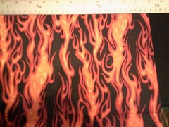 WASHED & IRONED Flames, black background Fat Quarter 18″X21 1/2 ” Cotton Fabric