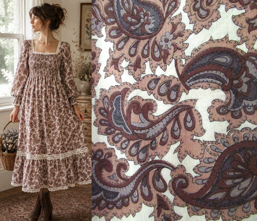 Brushed Winter Cotton paisley fabric 92cm wide x 4 meters