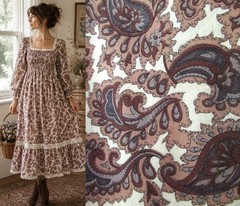 Brushed Winter Cotton paisley fabric 92cm wide x 4 meters
