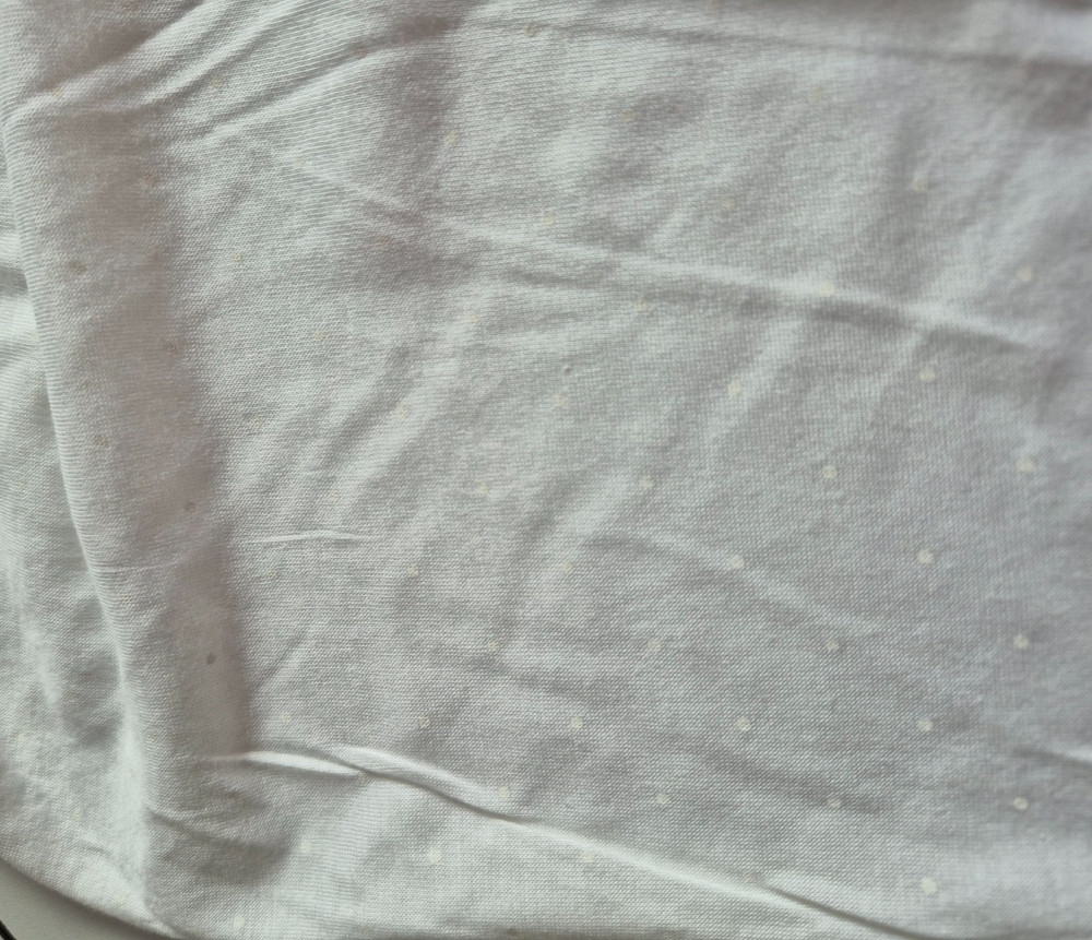 TINY WHITE DOTS ON WHITE SHEER 2WAY STRETCH POLY BLEND KNIT FABRIC BY THE YARD