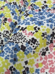 Scattered Floral Rayon Challis Fabric Summer Flowers Mod By the Yard