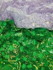 3D Flower Floral Embroidered Lace Emerald Green Fabric By Yard Prom Quinceañera