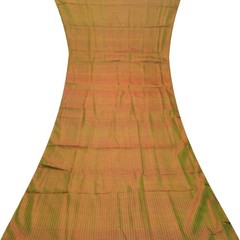 Vintage Green Dual Tone 100% Pure Silk Sari Remnant 5YD Craft Fabric Silk Scrap
