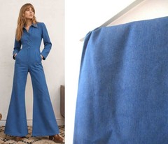 FABRIC Chambray Blue One Way Stretch Medium Weight Fabric 150cm x 2 meters