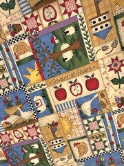 Country At Heart Patchwork Apple Cotton Fabric Leslie Beck Cranston -by 1/2 YARD