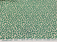 Vtg Possibilities Green Holly Leaf Fabric By Smith & Milligan Henry Glass 1+ Yds