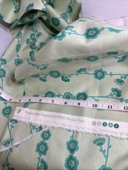 Westminster Fibers “Flower Vine”. Beautiful Aqua Cotton Fabric, Medium Weight