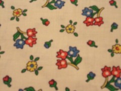 3/4 YD X 36″ VINTAGE CALICO RED & BLUE FLORAL /BEIGE/ COUNTRY CHIC COTTON #143