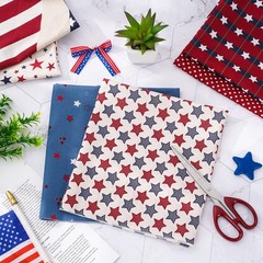 12 Pcs Patriotic Cotton Fabric Bundles Vintage Plaid Stripe Star Fat Quarters