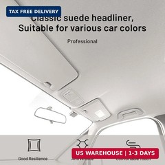 Hiksuky Suede Auto Headliner Fabric 96″ L × 58″ W with Foam Backing – Gray Inter