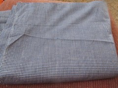 Homespun Fabric Woven Cotton Navy Blue/Beige Small Check Smoke Free Home