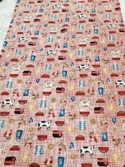 VTG Fabric Traditions 1 yd x 44 Farmhouse 1998 Cows Country