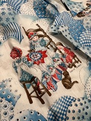 VTG Hollie Hobby Patriotic color blue fabric scrap bundle