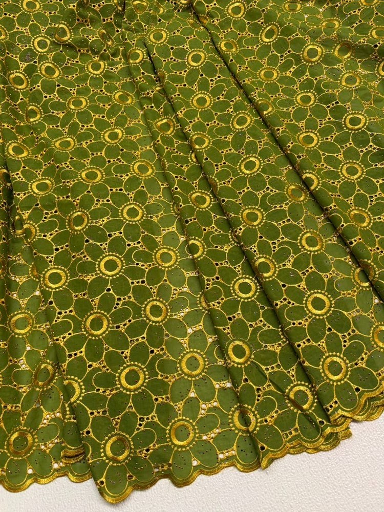 Green Gold Voile Lace| Gold Floral Lace Embroidery| Sold by 5 Yards.