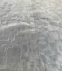 Vintage 70’s Grey Velvet Upholstery Fabric Modern Geometric Print 3+ yards x 58″