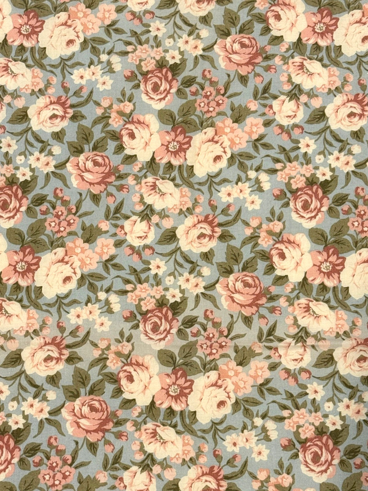 Vtg Faye Burgos Marcus Brothers Textiles Fabric Floral Roses CottageCore 1.2 Yds
