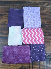 Lot of Fabric, Pink & Purple, Chevron, Floral, Stars, 1lb 4oz