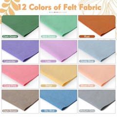 12 Rolls Soft Felt Fabric Sheets 8×20 Inch 1.6mm Thick Morandi Sewing Craft