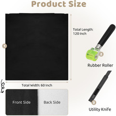 Black Suede Headliner, 120″ L × 60″ W with Foam Backing, Auto Interior Roof