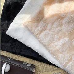 White Beige black Organza Jaquard Fabric, flower embroidery Wedding dress