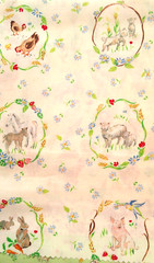 Fabric Red Rooster “Beatrix Potter Farm” Turn of Century 3 Pc Bunnies Pig $5.50