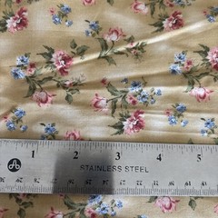 LOT 4 pieces tan bron print fabric One with bunnies 3 remnants 1