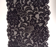 Black Floral Stretch Lace Trim 5.5″ Wide DIY Clothing Crafts Lingerie – BTY