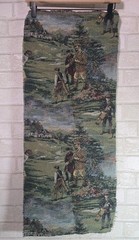 Embroidered Tapestry Remnant Woven Cloth Swatch Golfers Golf Scene Vintage