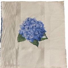 Square by Design Hydrangeas Flower Embroidered Woven Fabric Panel Craft New USA