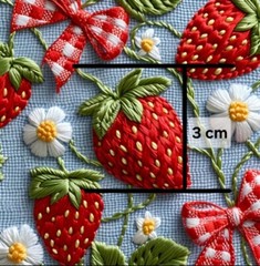 Strawberry fruit summer 95% polyester 5% Cotton fabric 9″x55″ 1248881 REMNANT