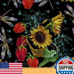Red Strawberry Fruit Print Waterproof Fabric by The Yard Decorative