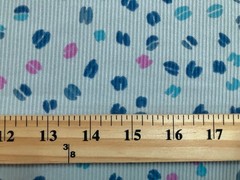 Rib Knit Sky Blue Confetti Dot Navy Teal Pink 4 Way Stretch 60″W Yard-RBPR063