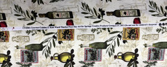 Gourmet Cuisine Olive Oil Bottle Theme Green Cotton Fabric BTHY #56