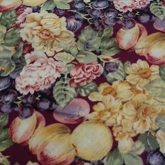 Fabric Fruit and Flowers Grapes Peaches Multicolored 1/2 Y X 54 in