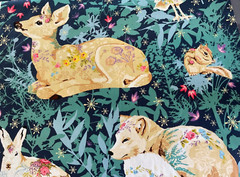 Free Spirit Land Art By Odile Bailloeul Enchanted Forest PWOB018 navy BTY OOP