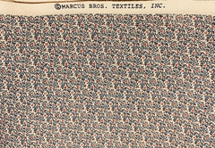 Vtg Allover Floral Fabric By Marcus Brothers Lt Blue Dark Blue Red On Beige BTHY