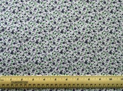 1/4 yard cotton fabric MDG Fabrics Tiny Purple Flowers With Green Vines Leaves