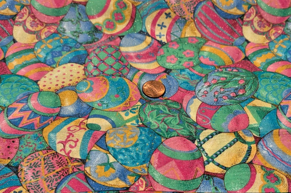 Colorful * Sparkly * Easter Eggs * 100% Quality Cotton Remnant * 8″ x 19″